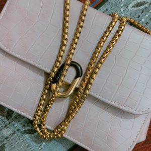 Lavender Sling Bag With Golden Chain