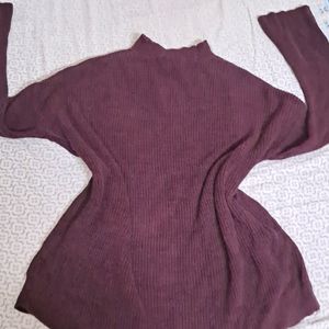 Burgundy Criss Cross Chunky Sweater