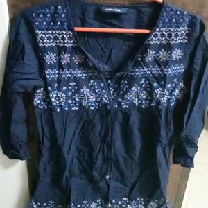 Navy Blue Mumbai Slang Ethnic Shirt