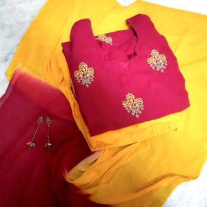 Pink&Yellow Kurta set