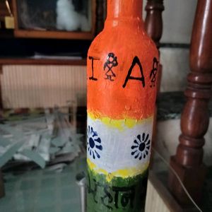 Painted Bottle With Tri Coloured Flag Theme