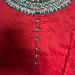 Red Kurta With Nice Work