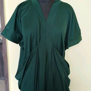 Gathered Dark Green Dress