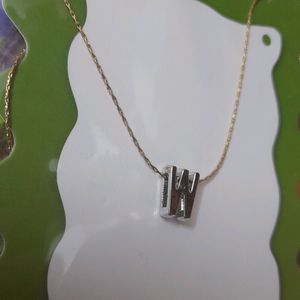 W / M  Alphabet Pendent Necklace