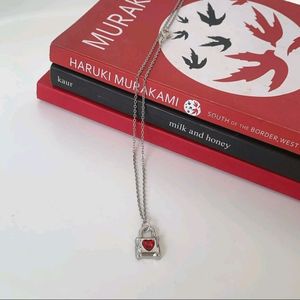 Y2k Cherry Red Lock Necklace 🍒🍷🍰🐇