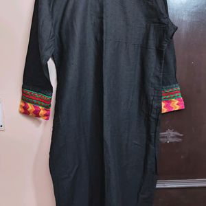 Black Cotton Kurta