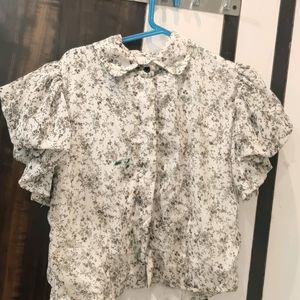 Floral Print Puffed Sleeves For Women / Girls