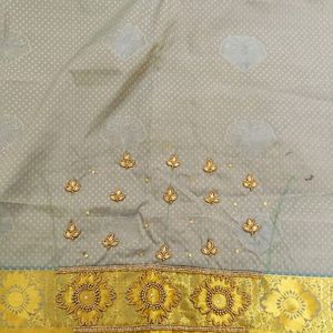 New Pattu Saree With Aari Work Blouse Unused