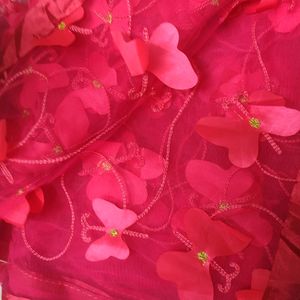 Net Embroidery Pink Dupatta.