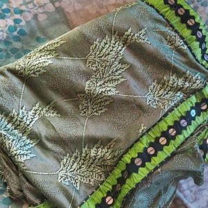 Attractive Green Mirror Design Border Saree