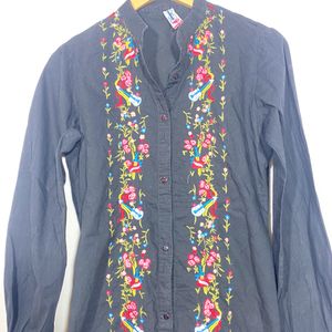 Charcoal Embroidery Tunic