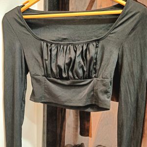 Black Ruched Chest Top