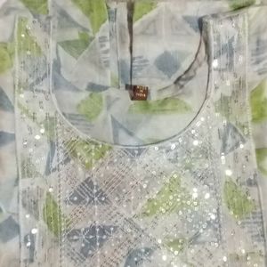 Green And Grey Kurta Pant With Dupatta