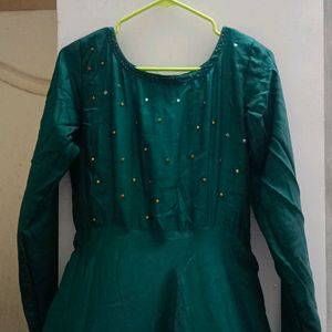 Dark Green Gown For Party Wear