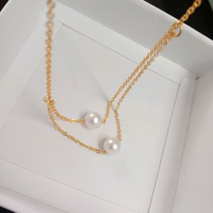 Double Layered Golden Pearl Chain