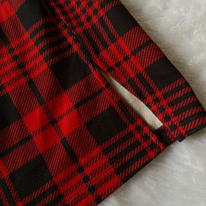 Shein Black & Red Checked Skirt