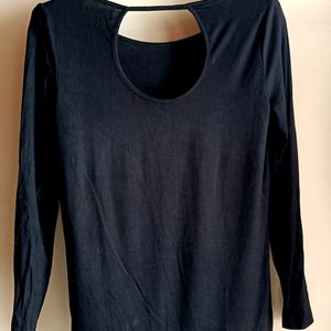 Black Solid Women's Top