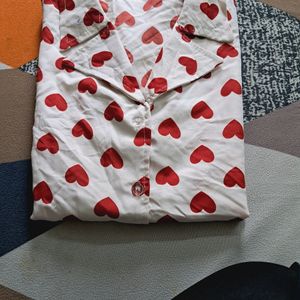 Heart Print White Shirt