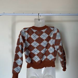 Crop Argyle Sweater