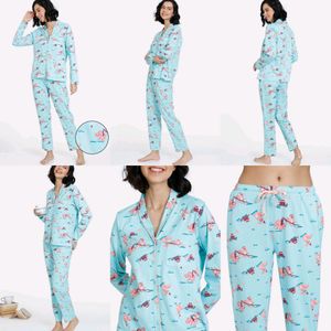 Zivame Nuts For U Knit Cotton Pyjama Set - Aruba Blue