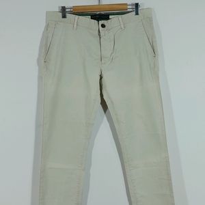 Cream Cotton Pant For Men's