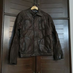 Woodland Men's Brown Pure Leather Jacket