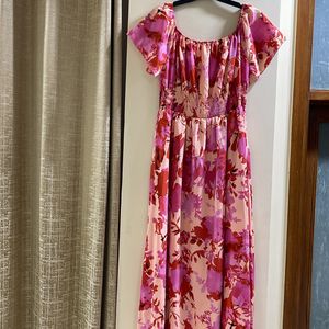 Pink Printed Long Dress