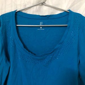 Full sleeve blue T shirt