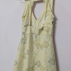 Yellow Cream Satin Dress