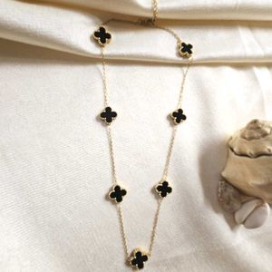 Anti-tarnish 7 Four Clover Long Chain Necklace