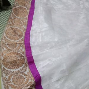 Cotton Super Net Gown Osscinally White Colour