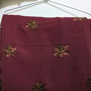 Maroon Sequins Saree