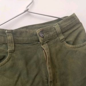 Army Green High Waist Baggy Jeans Or Pants