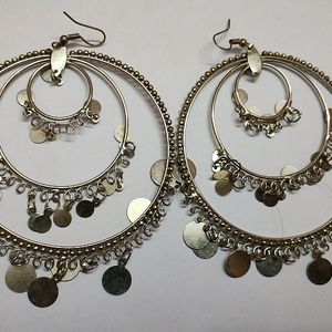 Silver Big Chandbali Earrings