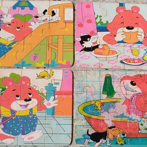 Set Of 4 Puzzles For Children.