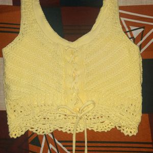 Light Yellow Crochet Top