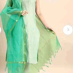 Pure Cotton Kurta Pant With Dupatta