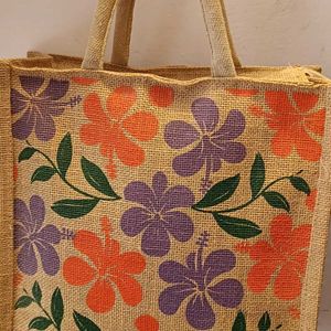 Multi Colour Flower Jute Bags