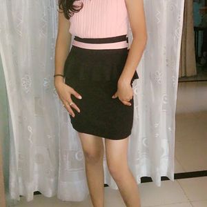 Peach Black Short Dress