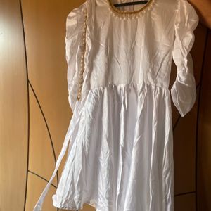 White Satin Pearl Dress