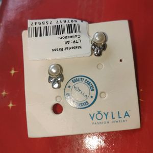 oylla Pearl Stud Earrings for Women (Silver)