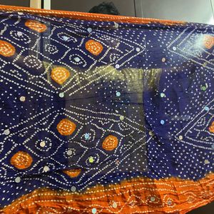 Orange And Blue Colour Navratri Lehenga Choli