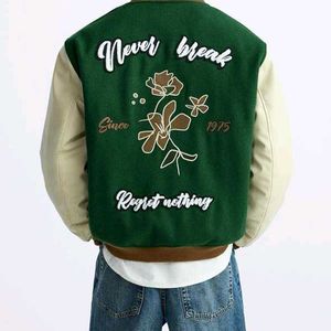 ZARA GREEN WOOL VARSITY JACKET