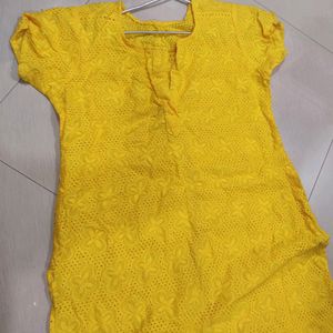 Chikankari Yellow Kurti 💛