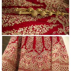 Bridal Maroonish Red Silk Cutdana Lehenga