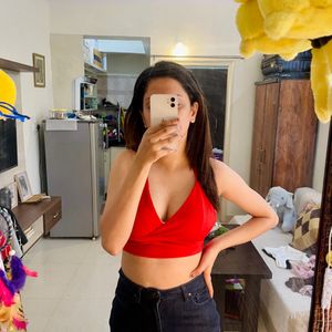 Red Backless Crop Top