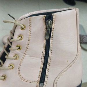 Women Peach Coloured High Ankle Shoes