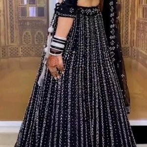 Black Fishcut Lehenga