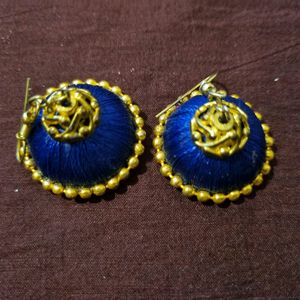 Blue Silk Thread Earings