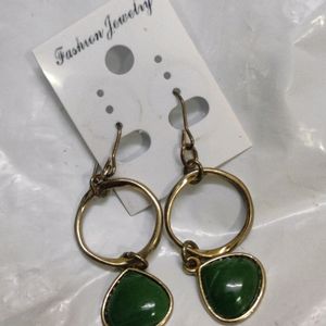 Accesorize Circle Stone Drop Green Earrings